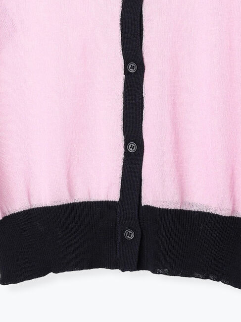 Te chichi TERRASSE「バイカラーシアー5分袖カーディガン」|カーディガン|