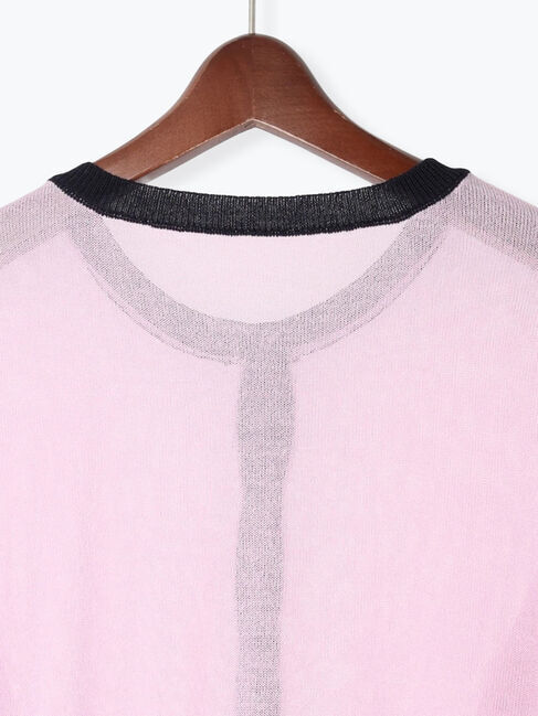 Te chichi TERRASSE「バイカラーシアー5分袖カーディガン」|カーディガン|