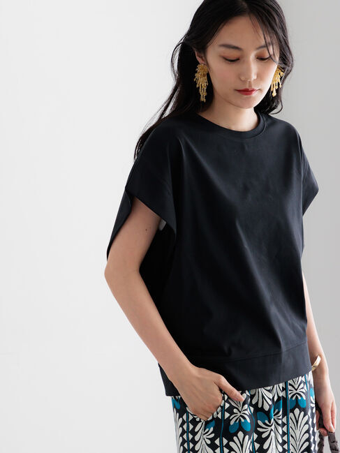 Te chichi「【接触冷感/遮熱/吸水速乾】ショルダータックドルマンTシャツ」|Tシャツ・カットソー|ブラック
