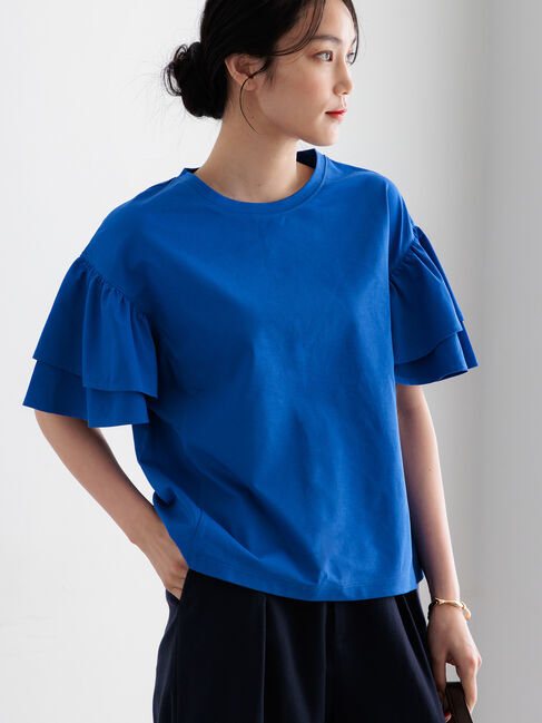 Te chichi「フリルスリーブビッグTシャツ」|Tシャツ・カットソー|ブルー