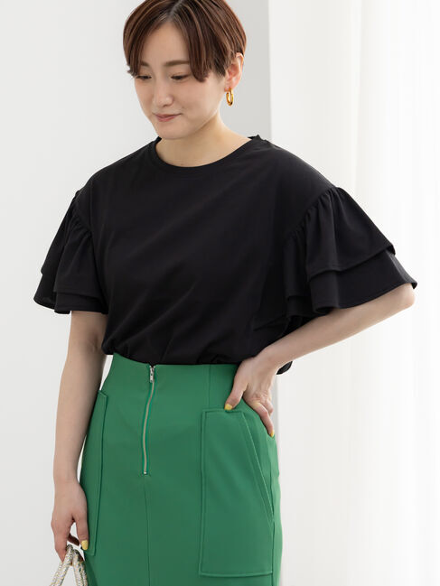 Te chichi「フリルスリーブビッグTシャツ」|Tシャツ・カットソー|ブラック