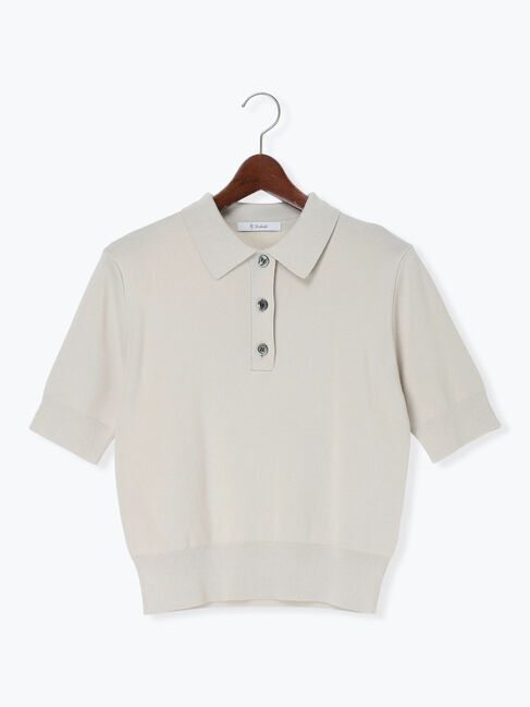 Te chichi「【調温】ハーフスリーブニットポロ」|ニット・セーター|