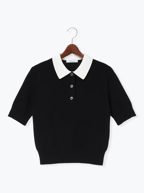 Te chichi「【調温】ハーフスリーブニットポロ」|ニット・セーター|