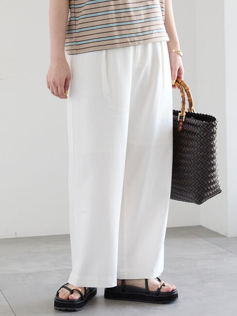 Te chichi「レーヨンリネンストレートパンツ」|その他|オフホワイト