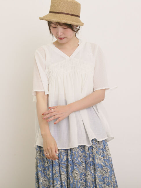 Samansa Mos2「◎2WAYシャーリングチュニック」|シャツ・ブラウス|