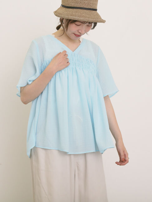 Samansa Mos2「◎2WAYシャーリングチュニック」|シャツ・ブラウス|