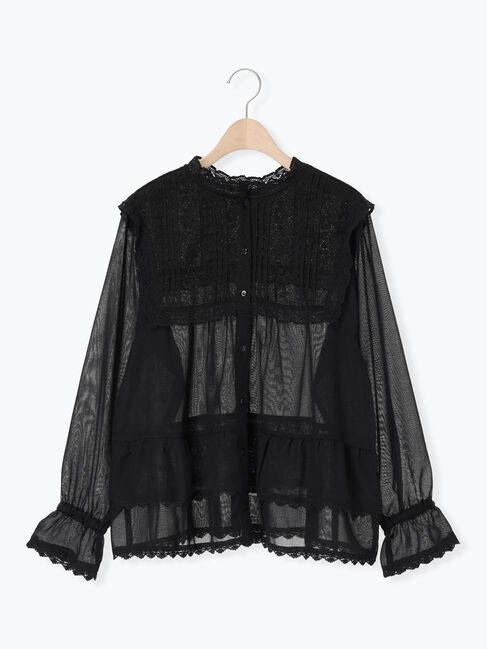 Samansa Mos2「裾フリルティアードレースブラウス」|シャツ・ブラウス|