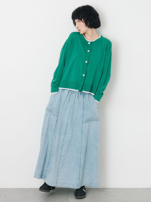 Samansa Mos2「デニムフレアスカート」|スカート|サックスブルー