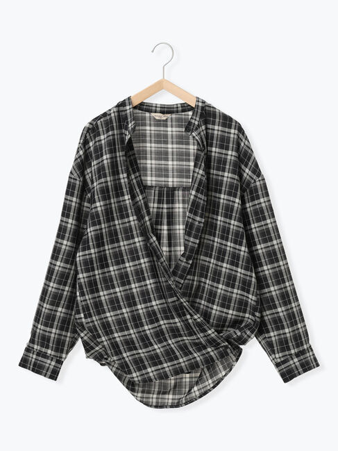 Samansa Mos2「【マルチウェイ/イージーケア】チェック柄ビッグシャツ」|シャツ・ブラウス|