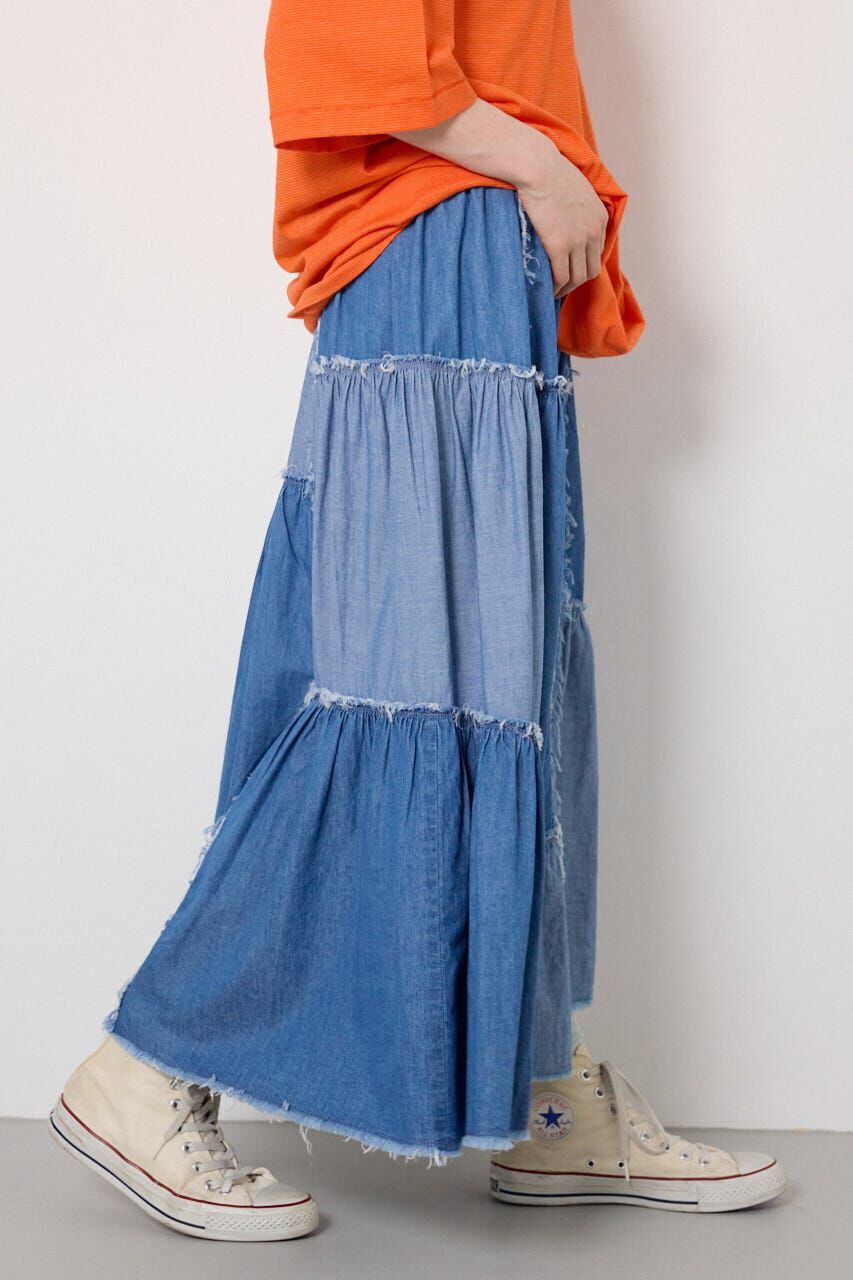 RODEO CROWNS「デニムパッチワークティアードスカート」|スカート|