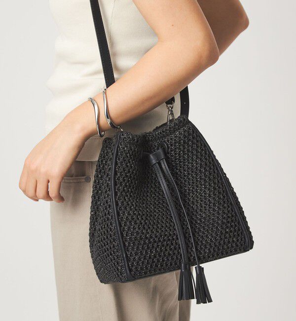 UNITED ARROWS green label relaxing「2WAY シートドロスト バッグ / ショルダーバッグ」|かごバッグ|BLACK