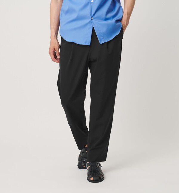BEAUTY&YOUTH UNITED ARROWS「アルガン トロ 1プリーツ テーパード スラックス NO.7 ストレッチ」|チノ|BLACK
