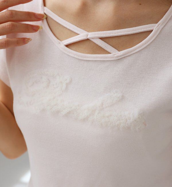  「ホルターネック付きチュールロゴＴシャツ」|プルオーバー|