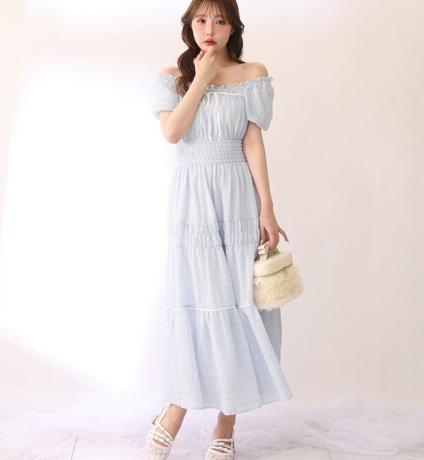 「【XSサイズあり】ウエストシャーリングリボンロングワンピース」|ワンピース|