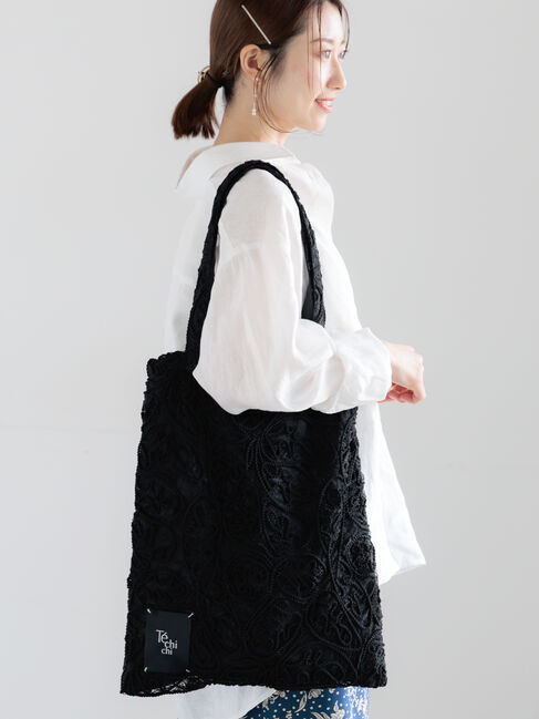 Te chichi「Atelier ファブリックレーストート」|その他|ブラック