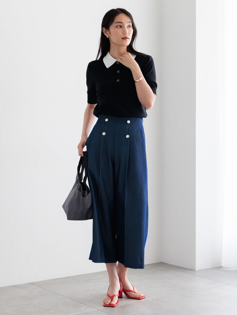 Te chichi「【調温】ハーフスリーブニットポロ」|ニット・セーター|