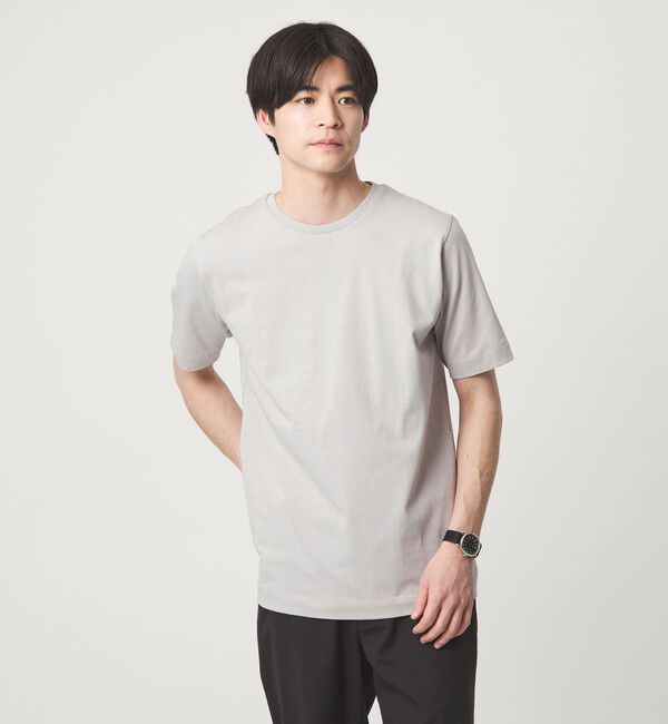 UNITED ARROWS green label relaxing「LONG FIBER COTTON クリア クルーネック 半袖 Tシャツ」|Tシャツ・カットソー|LT.GRAY