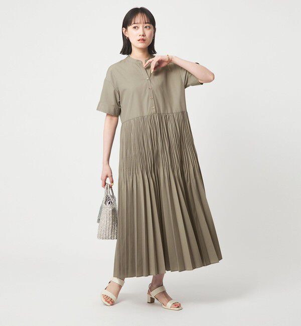 UNITED ARROWS green label relaxing「［size SHORT/TALLあり］ワッシャー プリーツ ショートスリーブ ワンピース」|ワンピース|