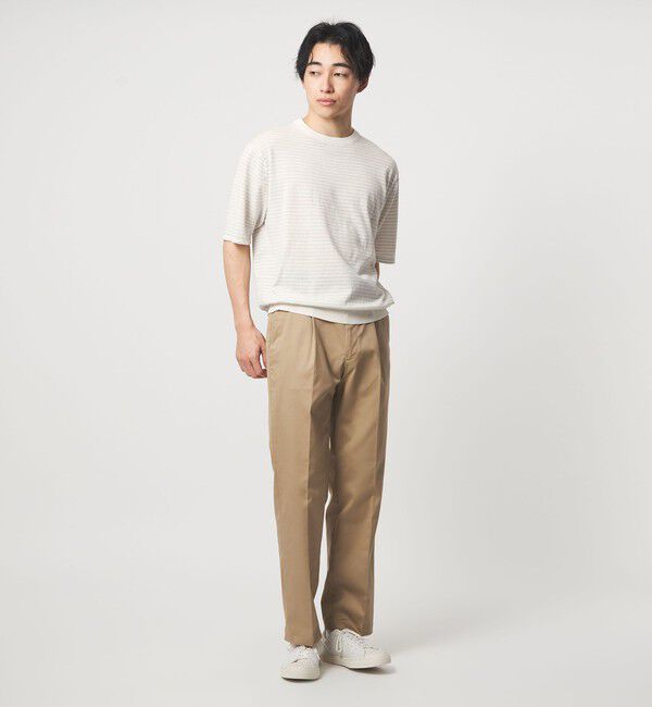 UNITED ARROWS green label relaxing「リネン ポリエステル ボーダー クルーネック 半袖 ニット -ウォッシャブル-」|ニット・セーター|