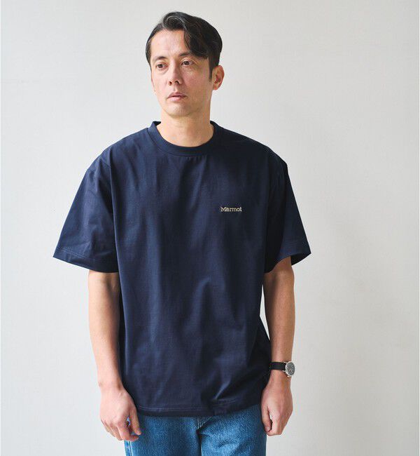 UNITED ARROWS green label relaxing「【別注】＜Marmot＞ドローイング 半袖 Tシャツ カットソー -吸水・速乾・UVカット-」|Tシャツ・カットソー|NAVY