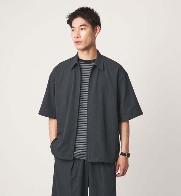 UNITED ARROWS green label relaxing「【WEB限定】＜GLR or＞ジップ ショートスリーブ 半袖 シャツ -吸水速乾-」|シャツ・ブラウス|DK.GRAY