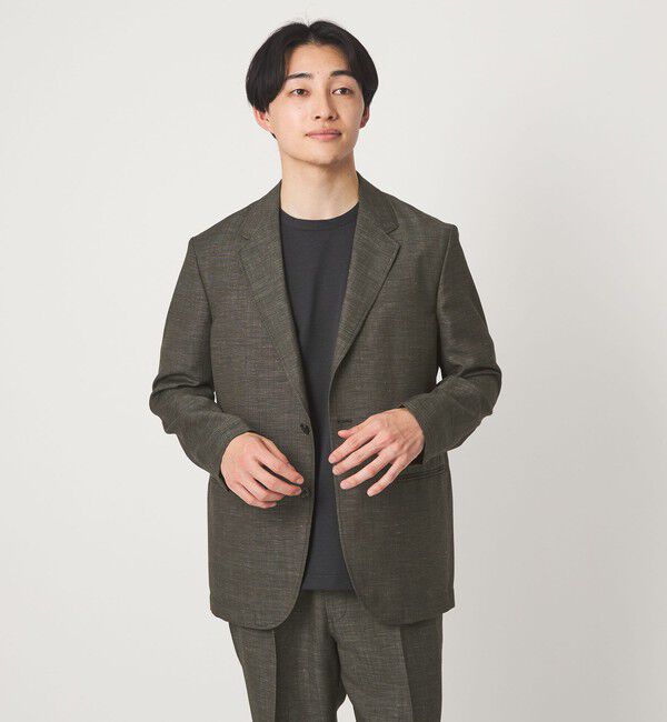 UNITED ARROWS green label relaxing「TW リネン デニムライク 2B 01 セットアップジャケット」|テーラードジャケット|DK.GREEN
