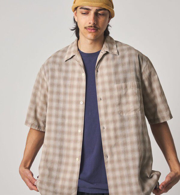 STEVEN ALAN「＜Steven Alan＞ コットン/シルク オンブレーチェック オープンカラー シャツ BOX」|シャツ・ブラウス|