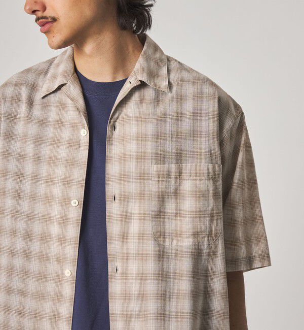 STEVEN ALAN「＜Steven Alan＞ コットン/シルク オンブレーチェック オープンカラー シャツ BOX」|シャツ・ブラウス|