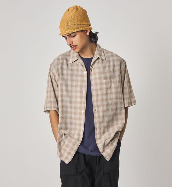 STEVEN ALAN「＜Steven Alan＞ コットン/シルク オンブレーチェック オープンカラー シャツ BOX」|シャツ・ブラウス|
