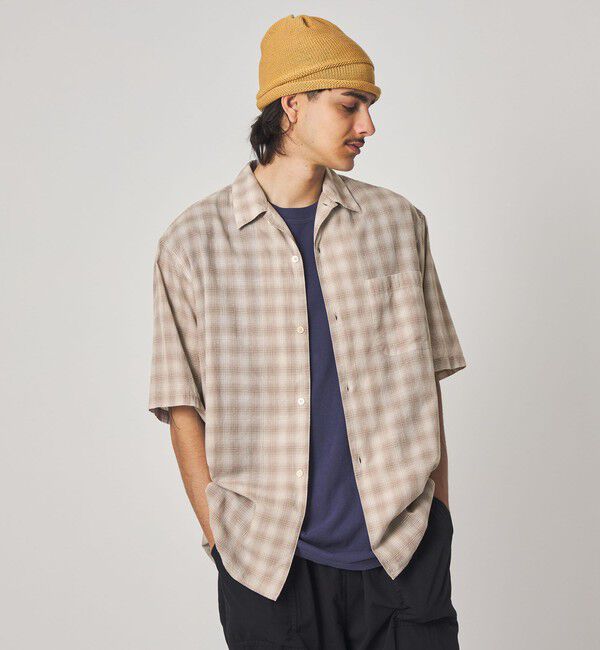 STEVEN ALAN「＜Steven Alan＞ コットン/シルク オンブレーチェック オープンカラー シャツ BOX」|シャツ・ブラウス|