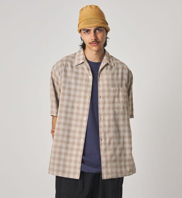 STEVEN ALAN「＜Steven Alan＞ コットン/シルク オンブレーチェック オープンカラー シャツ BOX」|シャツ・ブラウス|