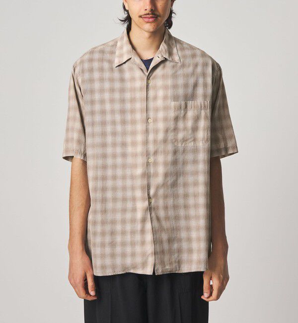 STEVEN ALAN「＜Steven Alan＞ コットン/シルク オンブレーチェック オープンカラー シャツ BOX」|シャツ・ブラウス|