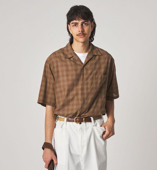 STEVEN ALAN「＜Steven Alan＞ コットン/シルク オンブレーチェック オープンカラー シャツ BOX」|シャツ・ブラウス|