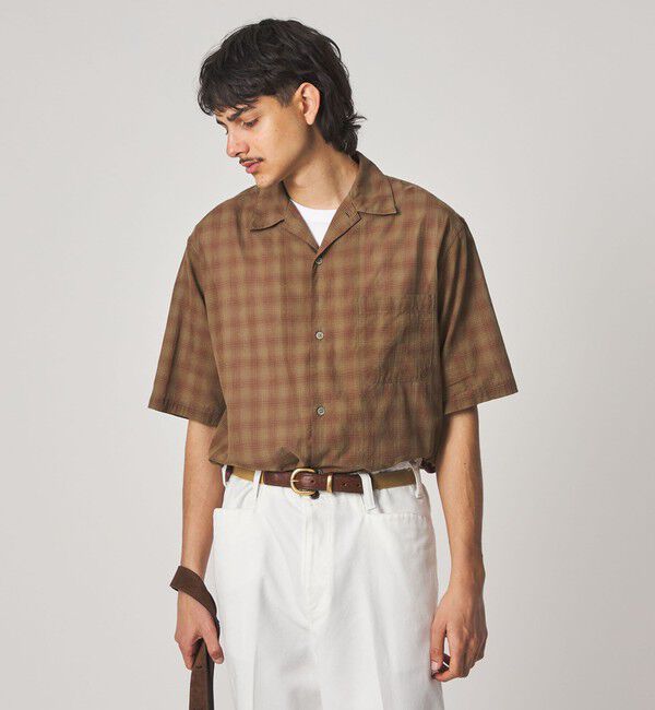 STEVEN ALAN「＜Steven Alan＞ コットン/シルク オンブレーチェック オープンカラー シャツ BOX」|シャツ・ブラウス|