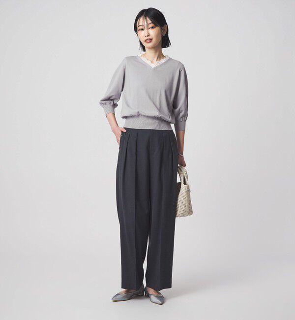 UNITED ARROWS green label relaxing「レース Vネック プルオーバー ニット」|ニット・セーター|