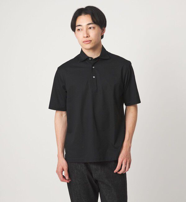 UNITED ARROWS green label relaxing「DUADRY clean バーズアイ カッタウェイ ビズポロ ポロシャツ -吸水速乾・抗菌-」|ポロシャツ|BLACK