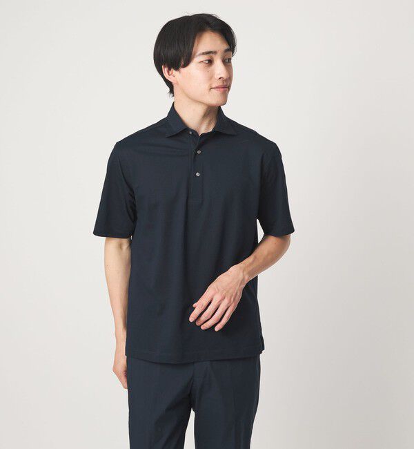 UNITED ARROWS green label relaxing「DUADRY clean バーズアイ カッタウェイ ビズポロ ポロシャツ -吸水速乾・抗菌-」|ポロシャツ|NAVY