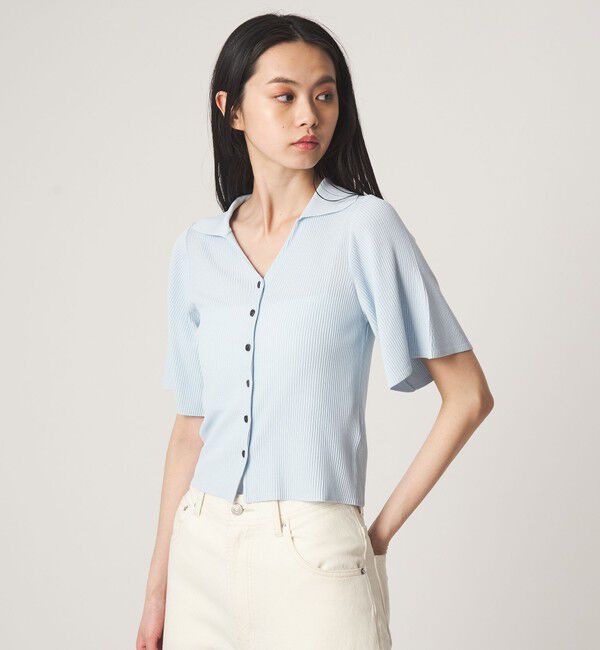 EMMEL REFINES「＜EMMEL REFINES＞EM HW リブ フレア ショートスリーブ カーディガン」|カーディガン|