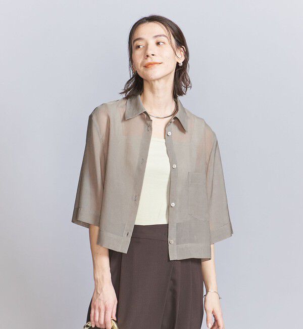 BEAUTY&YOUTH UNITED ARROWS「ポリエステル オーガンジー シャツ ウォッシャブル」|シャツ・ブラウス|BEIGE