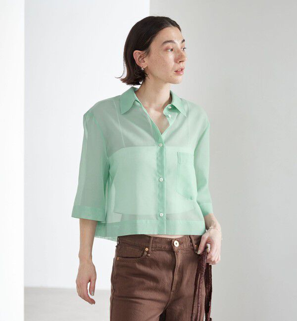 BEAUTY&YOUTH UNITED ARROWS「ポリエステル オーガンジー シャツ ウォッシャブル」|シャツ・ブラウス|LIME