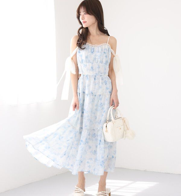  「【SMサイズ展開あり】サイドカットリボンロングキャミワンピース」|ワンピース|