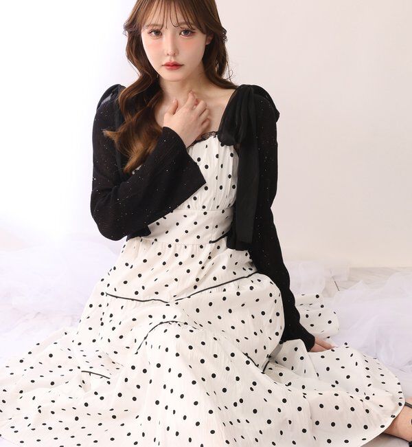  「【SMサイズ展開あり】サイドカットリボンロングキャミワンピース」|ワンピース|