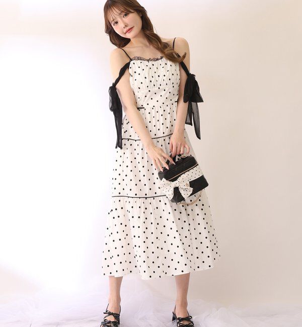  「【SMサイズ展開あり】サイドカットリボンロングキャミワンピース」|ワンピース|