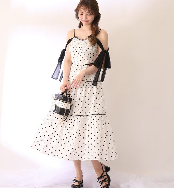  「【SMサイズ展開あり】サイドカットリボンロングキャミワンピース」|ワンピース|