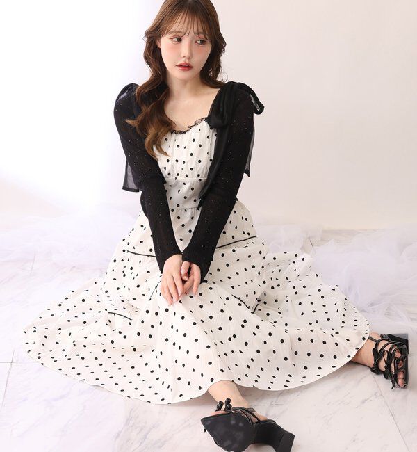  「【SMサイズ展開あり】サイドカットリボンロングキャミワンピース」|ワンピース|