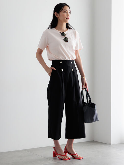 Te chichi「【遮熱】麻調ワイドクロップトパンツ」|その他|