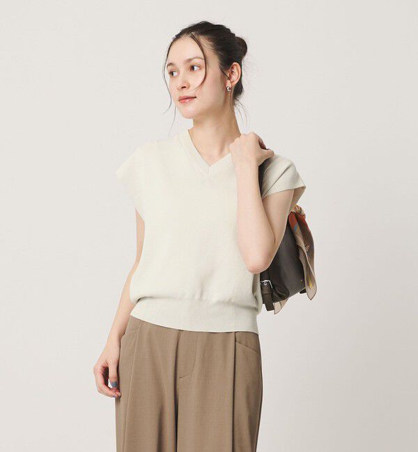 BEAUTY&YOUTH UNITED ARROWS「フルニードル フレンチスリーブ ニットプルオーバー ウォッシャブル」|ニット・セーター|OFF WHITE