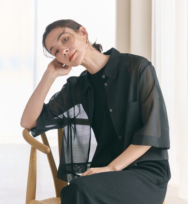 BEAUTY&YOUTH UNITED ARROWS「ポリエステル オーガンジー シャツ ウォッシャブル」|シャツ・ブラウス|BLACK