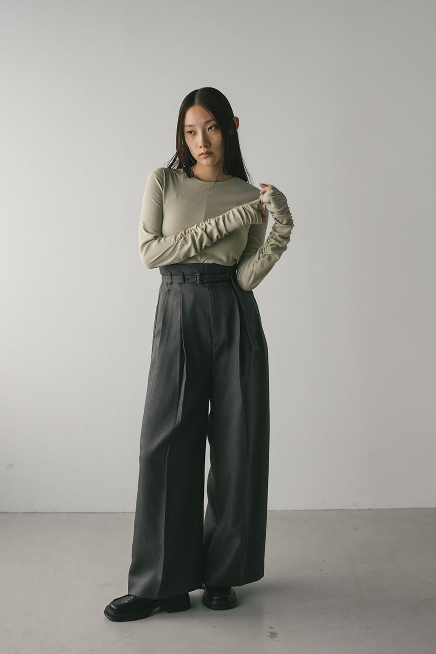 STYLEMIXER「ギャザーソフトリブカットトップ」|Tシャツ・カットソー|