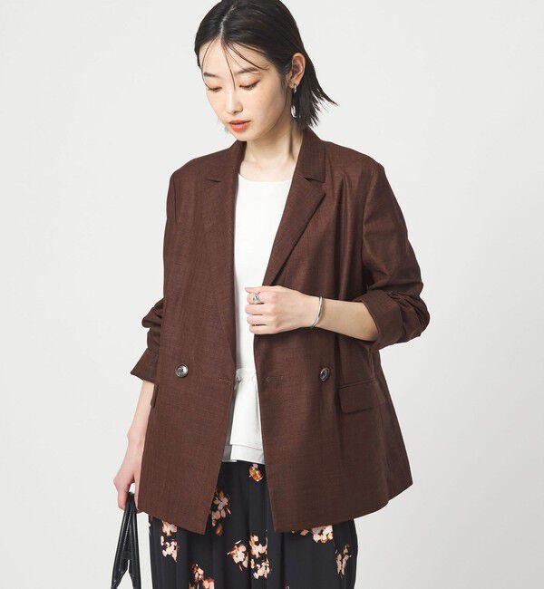 UNITED ARROWS green label relaxing「［size SHORTあり］ライト リネンライク ジャケット UVカット 通気性」|テーラードジャケット|DK.BROWN